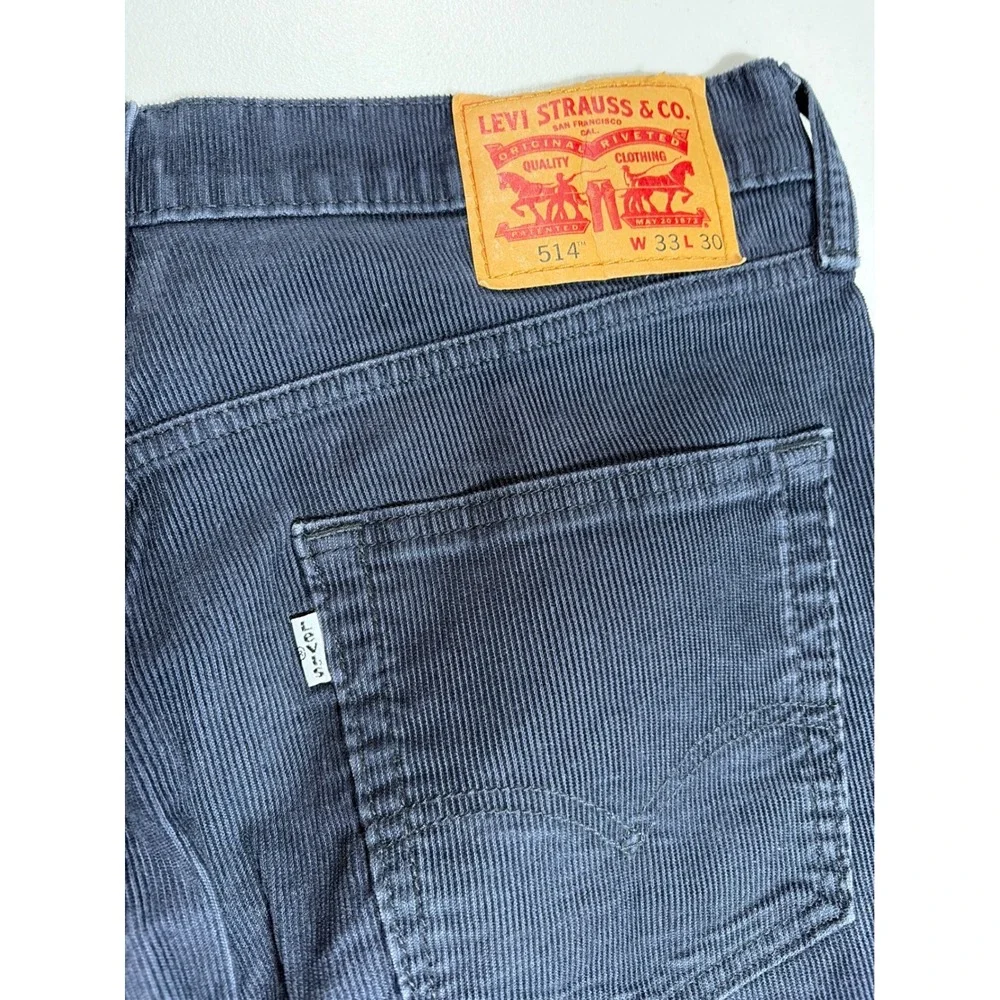 Levi 514 Straight Fit Corduroy Pants Mens 33x30 Black 3249 CW-1317